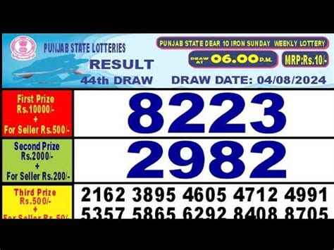 punjab state dear 10|PUNJAB STATE DEAR 10 IRON SUNDAY WEEKLY LOTTERY .